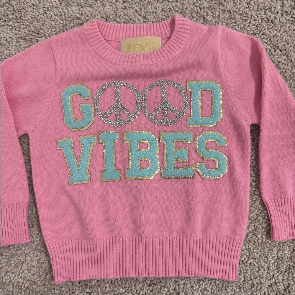 Judith March Pink 'Good Vibes' Kids Sweater